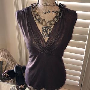 NWT Josephine Chaus Metallic Brown Slvlss Blouse M